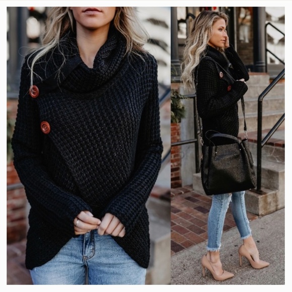 Sweaters - WRAP FRONT COWL NECK KNIT CARDIGAN SWEATER
